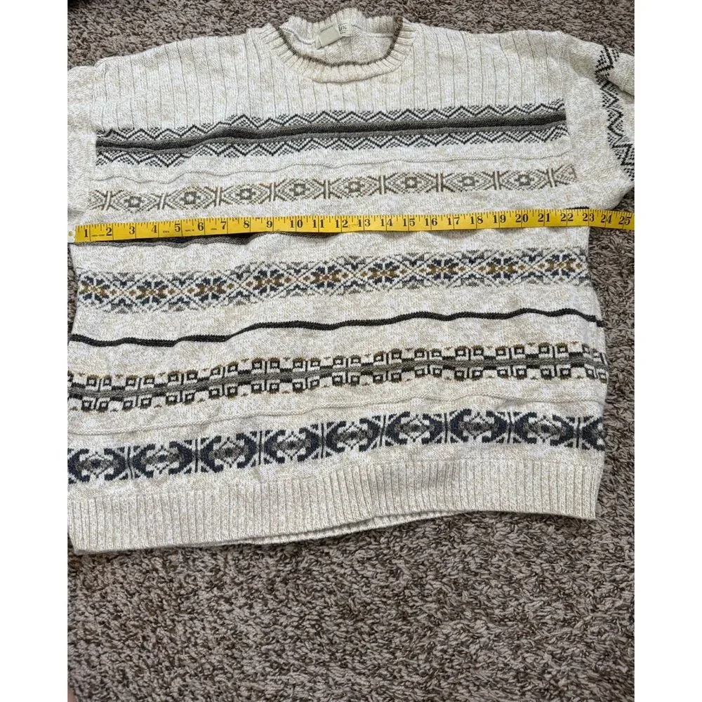 Vtg St Johns Bay Mens Grandpa Sweater Sz L Nordic Scandi Fair Isle Cabin Ski